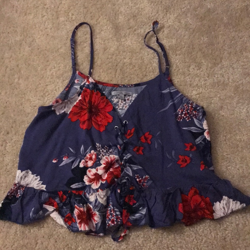 Blue floral Charlotte Russe crop top